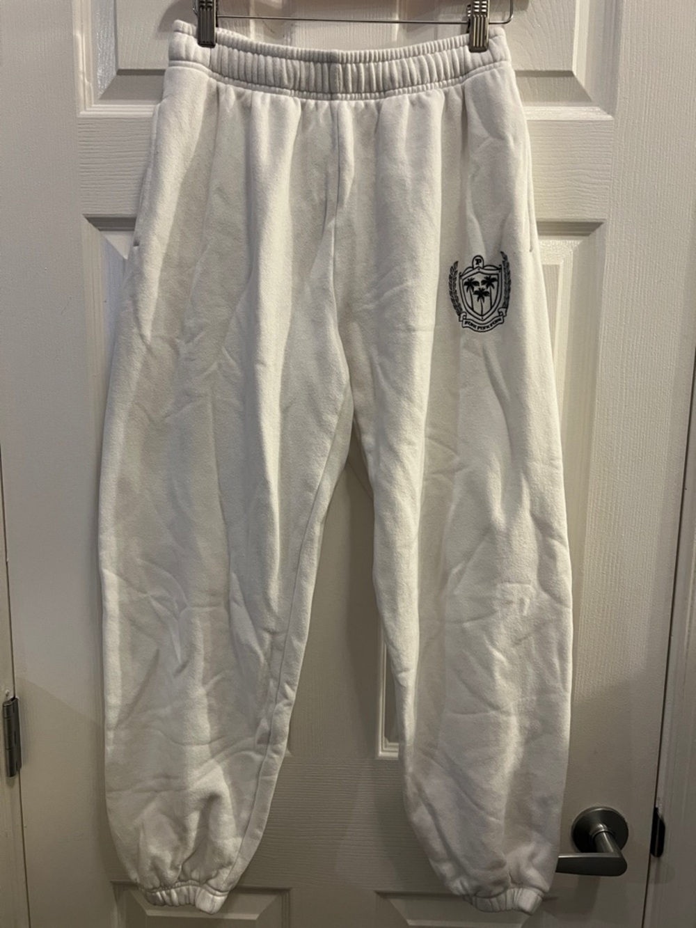 PINK Victoria's Secret White Track Joggers with Logo